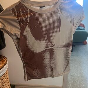 SHEIN Beige and Brown Graphic Short Sleeve Tee
